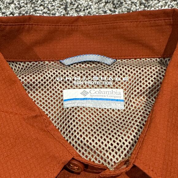 Columbia Omni-Shade Long Roll-up Sleeves Button Shirt, Size Medium, Dark Orange - Picture 3 of 7